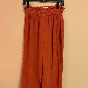 Marine Layer Orange Terracota Corrine Wide Leg Double Cloth Cotton Pants